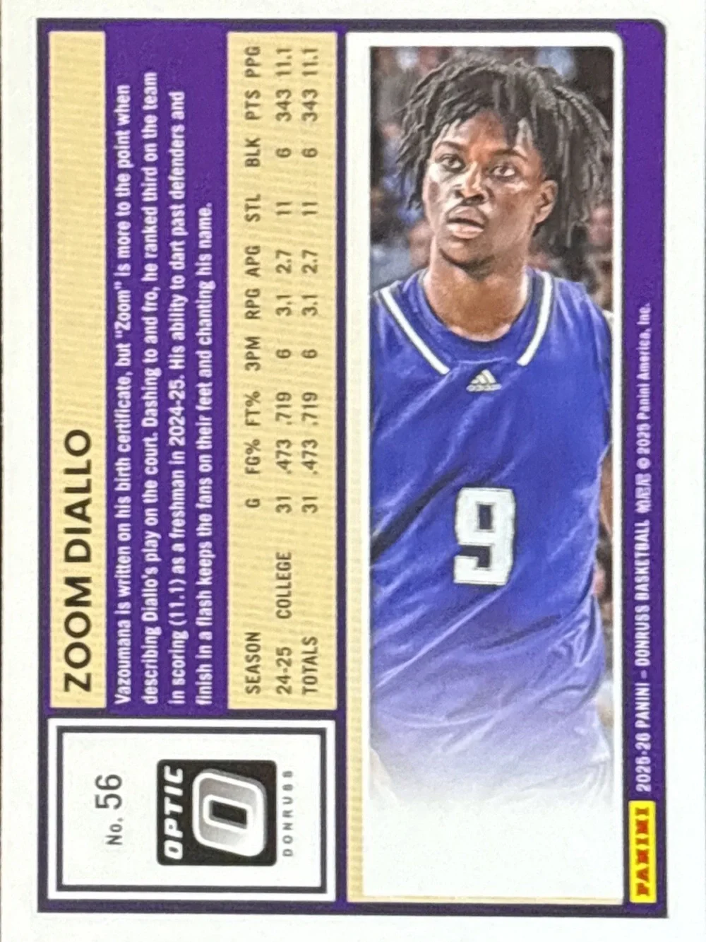 Panini Zoom Diallo Rated Prospect Basketball Card